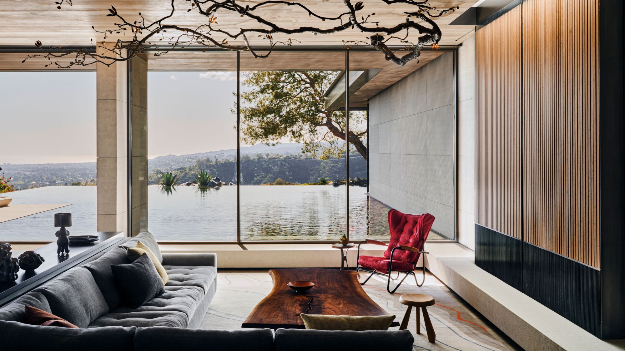 Elegant Beverly Hills interior with luxury wallpaper