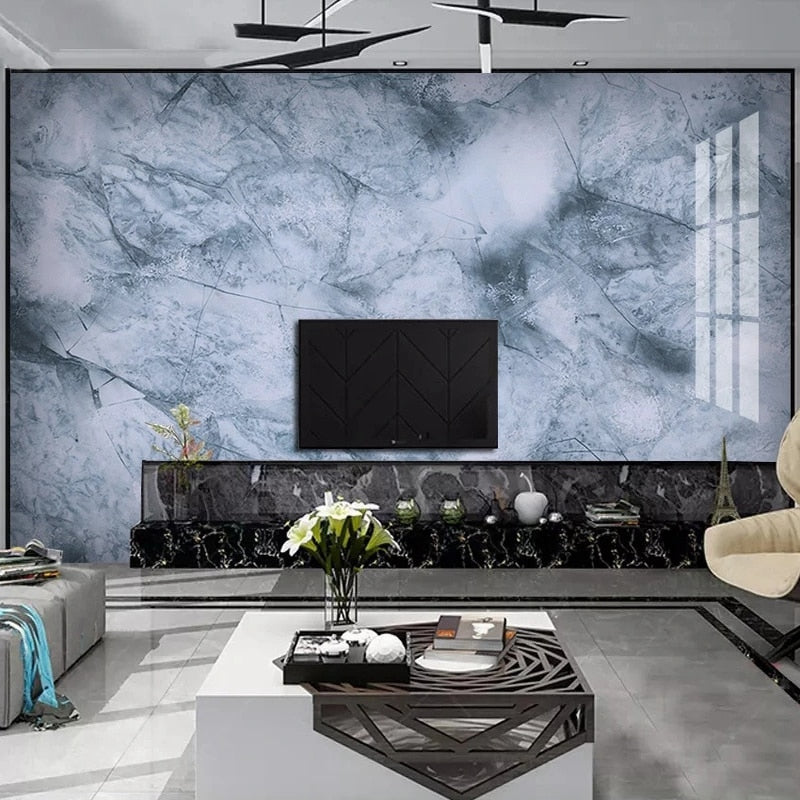 Blue marble pattern mural