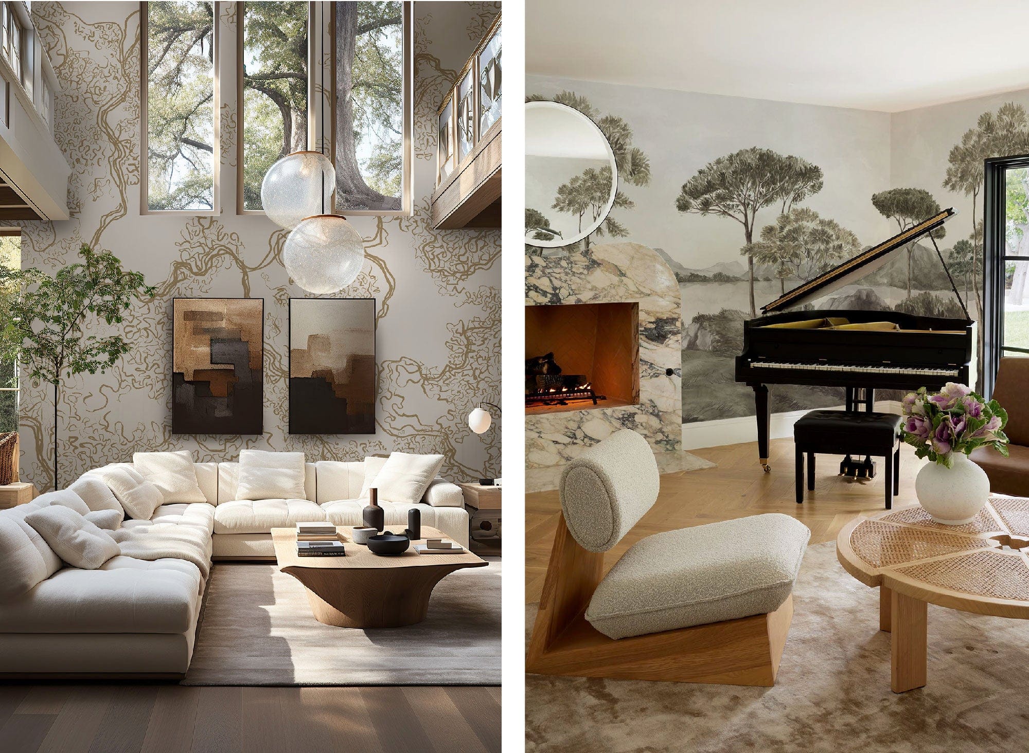 Custom wall mural installation in luxury Los Angeles home